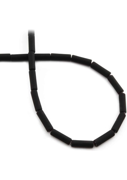 Hematit Doğal Taş Mat Siyah Silindir Kesim 4X13MM Dizi