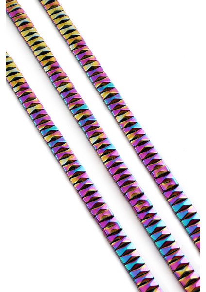 Hematit Doğal Taş Parlak Gökkuşağı Piramit Kesim Çift Delikli 8X3MM Dizi fiyatları