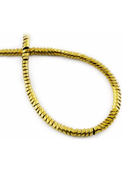 Hematit Doğal Taş Parlak Gold Rondela Kesim 4X2MM Dizi