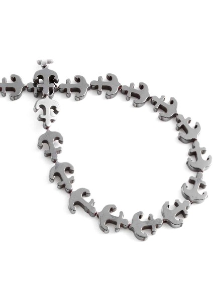 Hematit Doğal Taş Parlak Füme Gemi Çapası Kesim 13X11MM Dizi
