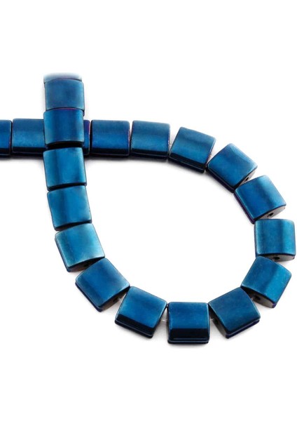 Hematit Doğal Taş Parlak Mavi Yassı Kare Kesim 10X10MM Dizi