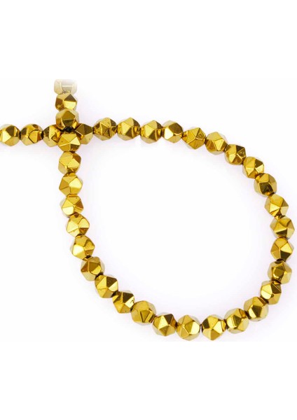 Hematit Doğal Taş Gold Hegzagonal Kesim 6mm Dizi