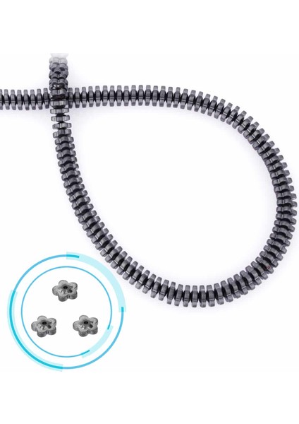 Hematit Doğal Taş Açık Gri Rondela Kesim 6X2MM Dizi