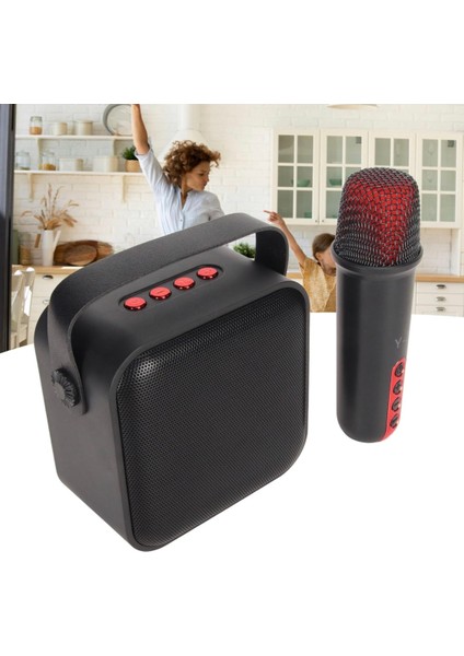 Y2-Pro Ses Değiştirme Özelliğine Sahip Kablosuz Mikrofonlu Mini Karaoke Seti Bluetooth Hoparlör Party Box