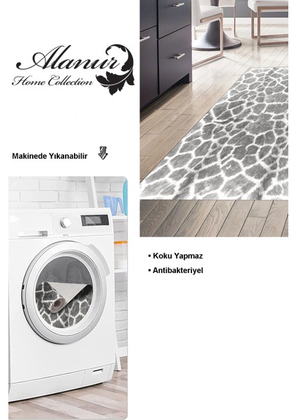 Dijital Mutfak Halısı Trend Keçe Kaymaz Taban Modern Cherry Gri modelleri