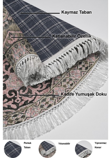 Dijital Mutfak Halısı Star Pamuk Kaymaz Taban Saçaklı Oval Modern Osana Pudra indirimleri