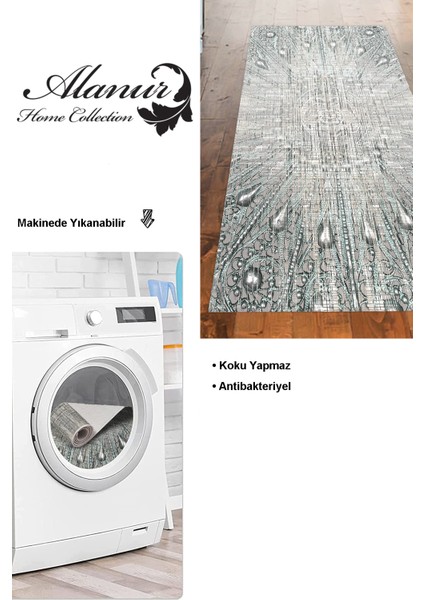 Dijital Mutfak Halısı Trend Keçe Kaymaz Taban Modern Lee Mavi modelleri