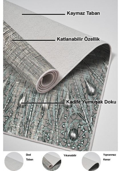Dijital Mutfak Halısı Trend Keçe Kaymaz Taban Modern Lee Mavi indirimleri