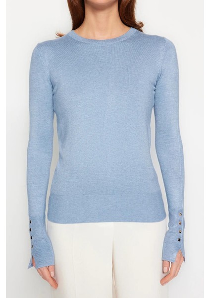 Bisiklet Yaka Kol Ortası Droplu Kazak Indigo fiyatları