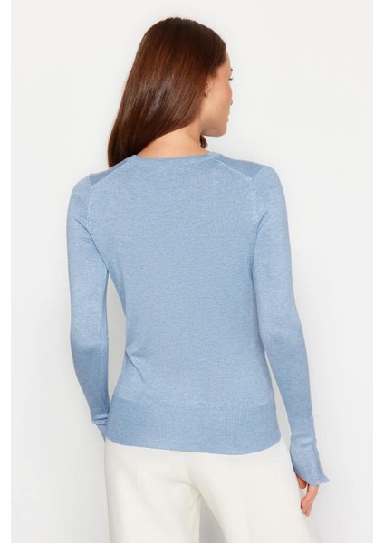 Bisiklet Yaka Kol Ortası Droplu Kazak Indigo fırsatları