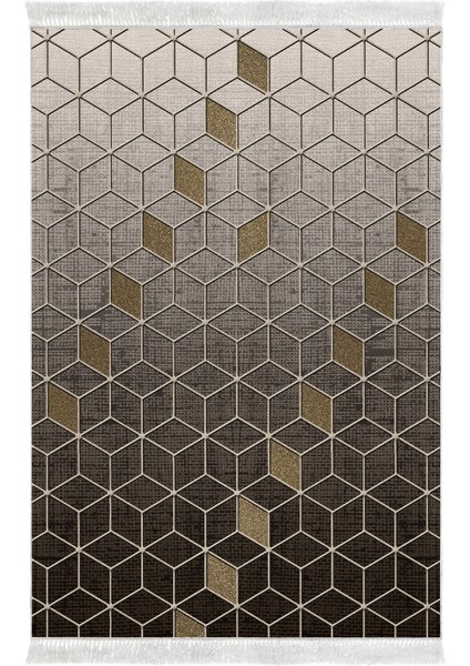 Dijital Mutfak Halısı Yıldız Deri Kaymaz Taban Saçaklı Modern Daire Gri fiyatları