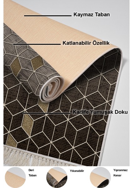 Dijital Mutfak Halısı Yıldız Deri Kaymaz Taban Saçaklı Modern Daire Gri indirimleri