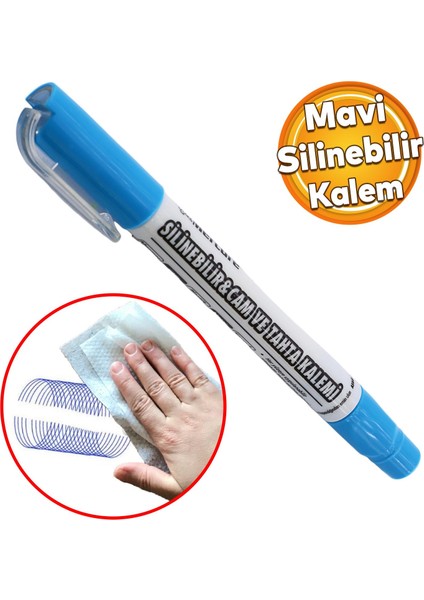 Silinebilir Tebeşir Işaretleyici Mercure Mavi Kalem Metal Plastik Cam Ahşap Yüzey Yağlı Boya Uç