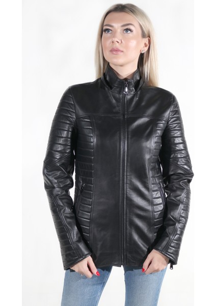 Ada Model Kadın Siyah Kürklü Hakiki Deri Ceket indirimleri