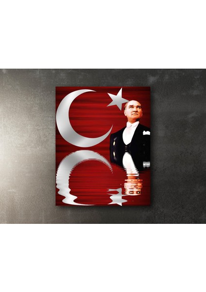 Atatürk Türk Bayrağı Kanvas Tablo, Dekoratif Ev Ofis Duvar Dekoru