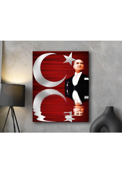 Atatürk Türk Bayrağı Kanvas Tablo, Dekoratif Ev Ofis Duvar Dekoru