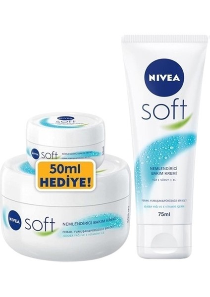 Soft Nemlendirici Bakım Kremi 300 ml + 50 ml + 75 ml Tüp Krem