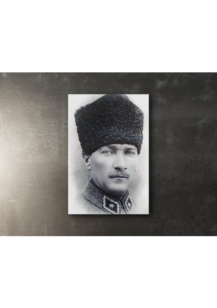 Siyah Beyaz Atatürk Portresi Kanvas Tablo, Dekoratif Ev Ofis Duvar Dekoru