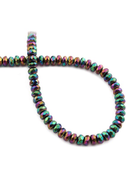 Hematit Doğal Taş Parlak Gökkuşağı Rondela Kesim 6X2MM Dizi