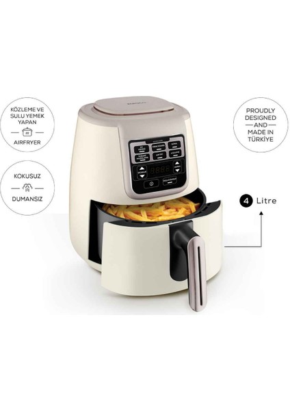 Air Pro Cook 3 In 1 Xl Ev Yemeği, Közleme, Sulu Yemek Tencereli Airfryer Iconic Beige