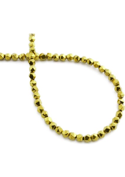 Hematit Doğal Taş Parlak Gold Hegzagonal Kesim 4X4MM Dizi