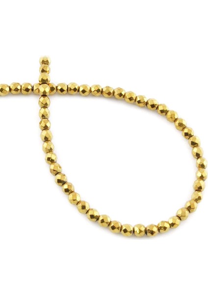 Hematit Doğal Taş Parlak Gold Faset Kesim 4mm Dizi
