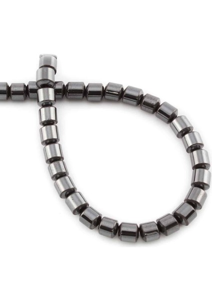 Hematit Doğal Taş Parlak Füme Silindir Kesim 6X6MM Dizi