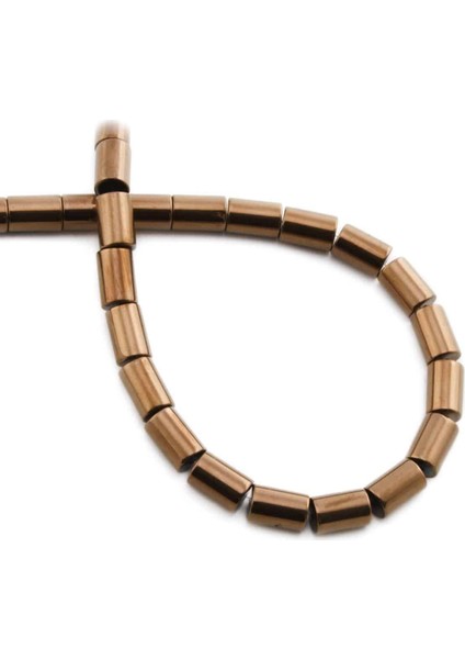 Hematit Doğal Taş Parlak Kahverengi Silindir Kesim 6X8MM Dizi