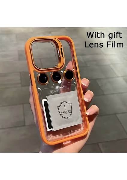 Apple iPhone 14 Pro Uyumlu Kamera Çerçeve Koruma Kapaklı Stantlı Kılıf + Lens Koruma