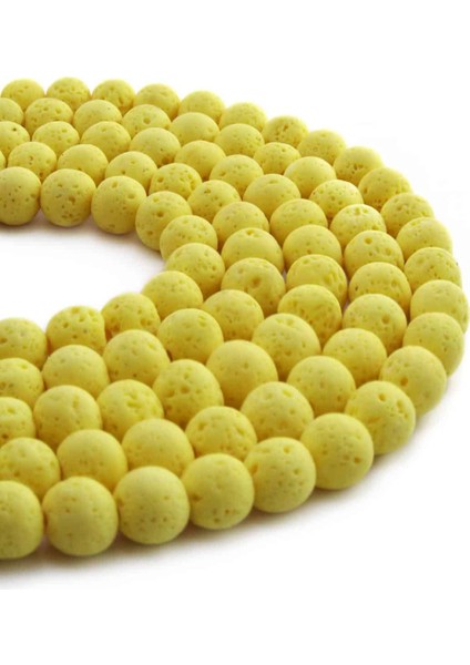 Lav Taşı Doğal Taş Mat Sarı Küre Kesim 8mm Dizi