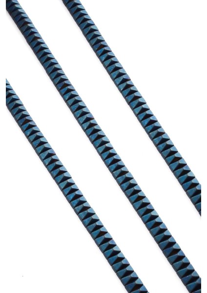Hematit Doğal Taş Mat Mavi Piramit Kesim Çift Delikli 6X3MM Dizi fiyatları