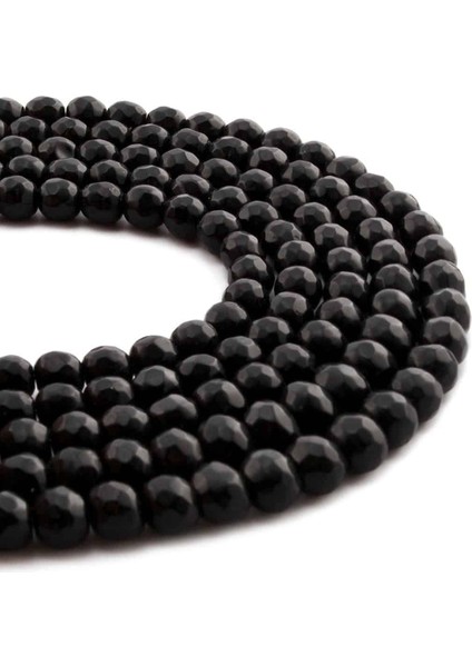 Oniks Doğal Taş Parlak Küre Faset Kesim 6mm Dizi