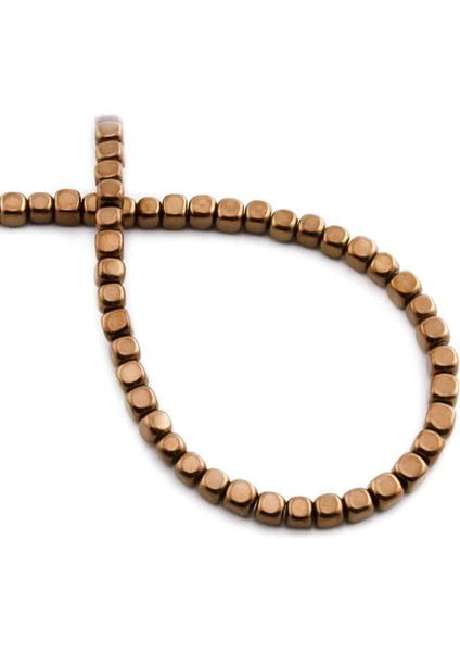 Hematit Doğal Taş Parlak Kahverengi Kare Kesim 4X4MM Dizi