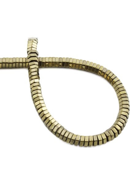 Hematit Doğal Taş Parlak Antik Sarı Altıgen Kesim 6X2MM Dizi