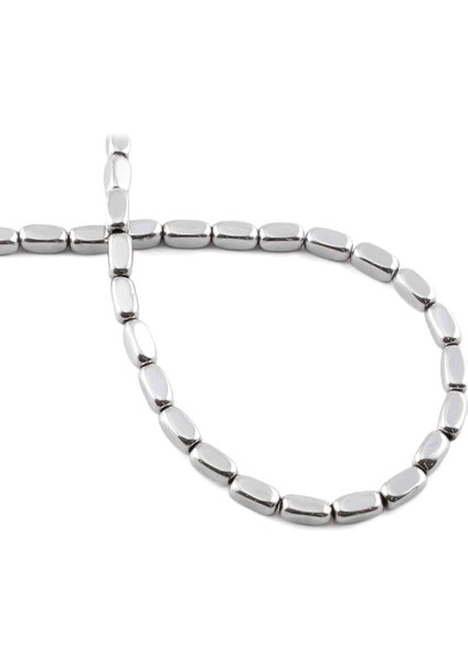 Hematit Doğal Taş Parlak Gümüş 4X8MM Dizi