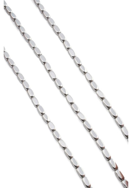 Hematit Doğal Taş Parlak Gümüş 4X8MM Dizi