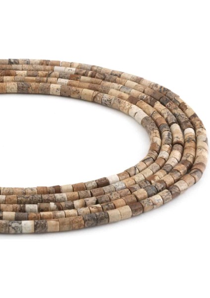 Jasper Doğal Taş Silindir Kesim 4X4MM Dizi