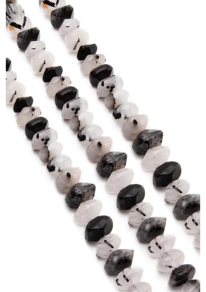Rutil Kuvars Doğal Taş Siyah Rondela Kesim 10X7MM Dizi