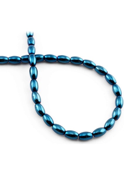 Hematit Doğal Taş Parlak Mavi Arpa Kesim 5X8MM Dizi