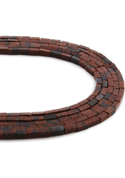 Obsidyen Doğal Taş Parlak Kahverengi Dikdörtgen Kesim 2X4MM Dizi