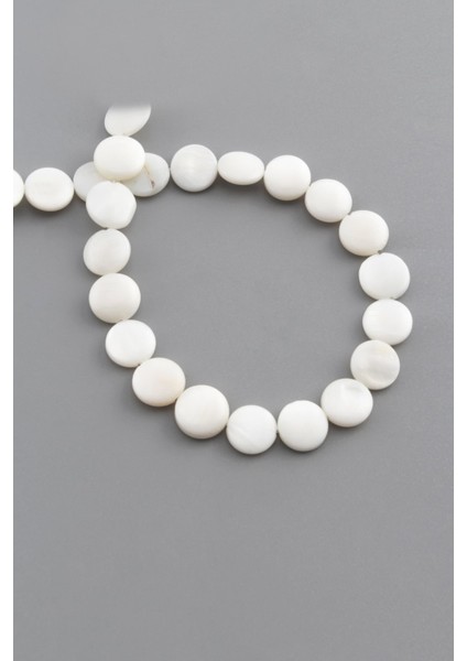 Sedef Doğal Taş Parlak Beyaz Daire Kesim 9X3MM Dizi [ab+]