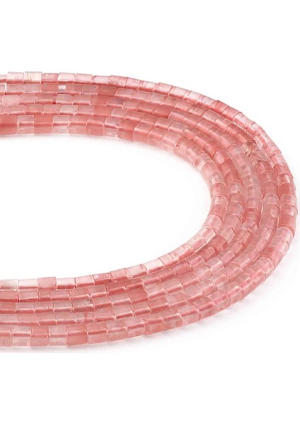 Gül Kuvars Doğal Taş Parlak Silindir Kesim 4X4MM Dizi