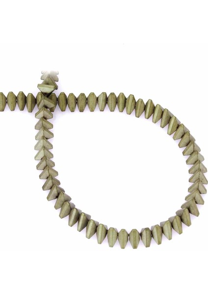 Hematit Doğal Taş Mat Antik Sarı Üçgen Kesim 6X3MM Dizi