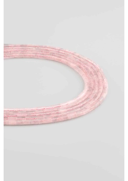 Pembe Kuvars Doğal Taş Silindir Kesim 3X6MM Dizi