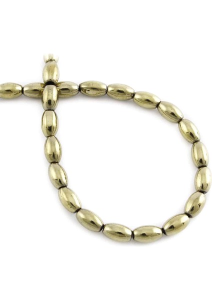 Hematit Doğal Taş Parlak Antik Sarı Arpa Kesim 5X8MM Dizi