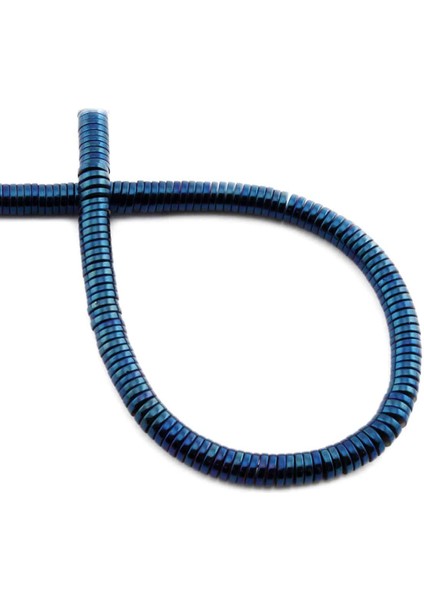 Hematit Doğal Taş Parlak Mavi Rondela Kesim 4X1MM Dizi