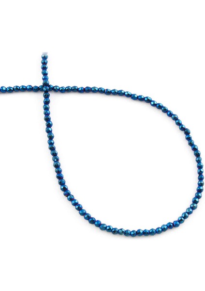 Hematit Doğal Taş Parlak Mavi Faset Kesim 2mm Dizi