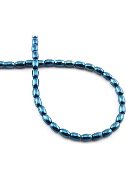 Hematit Doğal Taş Parlak Mavi Arpa Kesim 4X6MM Dizi