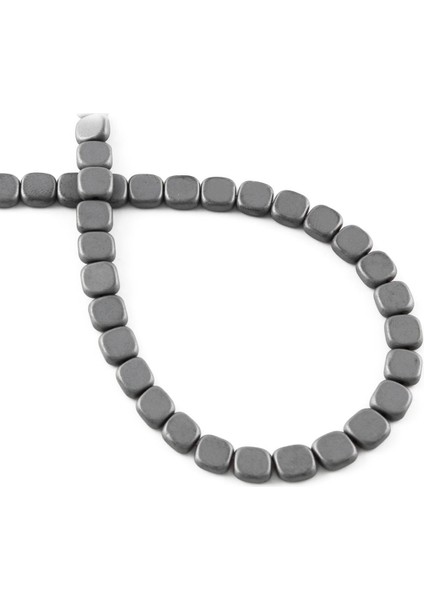 Hematit Doğal Taş Mat Gri Kare Kesim 6X6MM Dizi