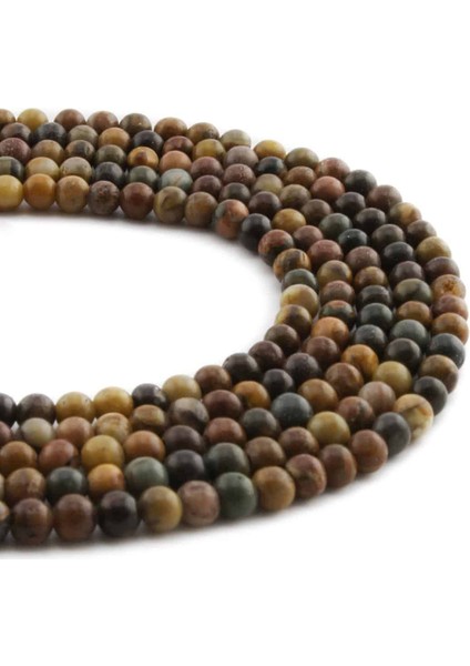 Leopar Jasper Doğal Taş Parlak Küre Kesim 4mm Dizi